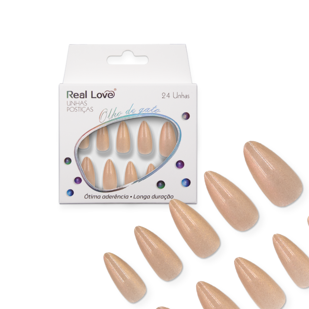 XUN510 - E709 - Unha Postiça Amendoada Olho de Gato