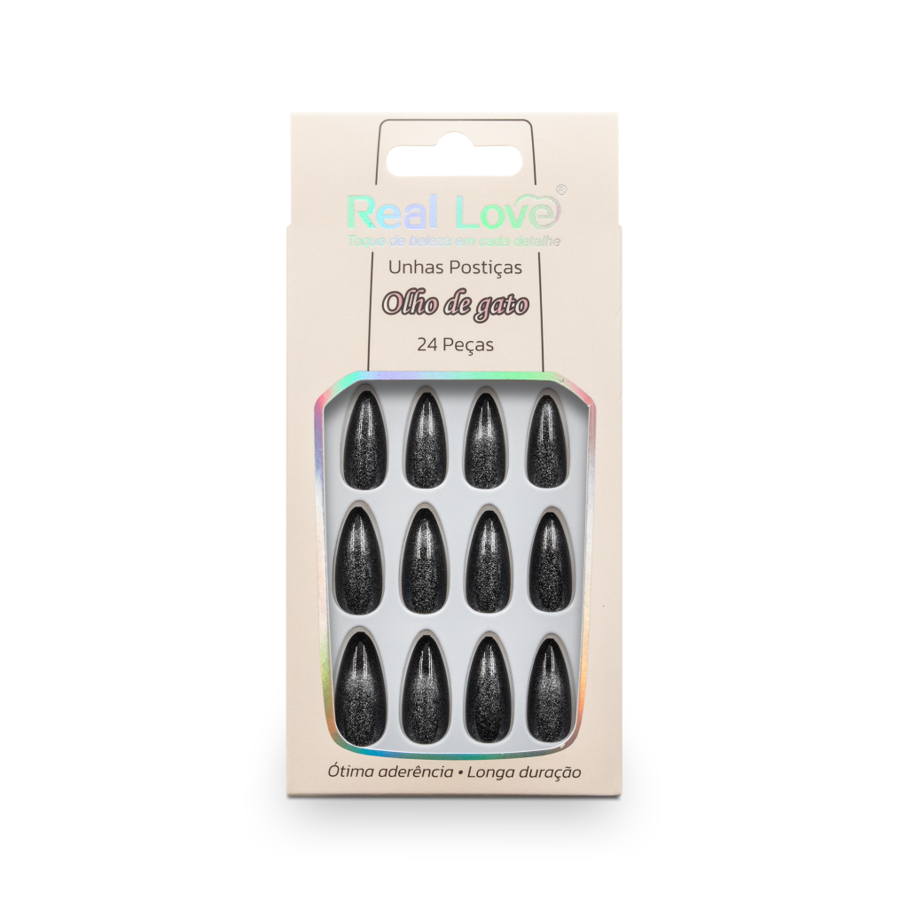 XUN528 - MY21-E25- Unha Postiça Amendoada Olho de Gato