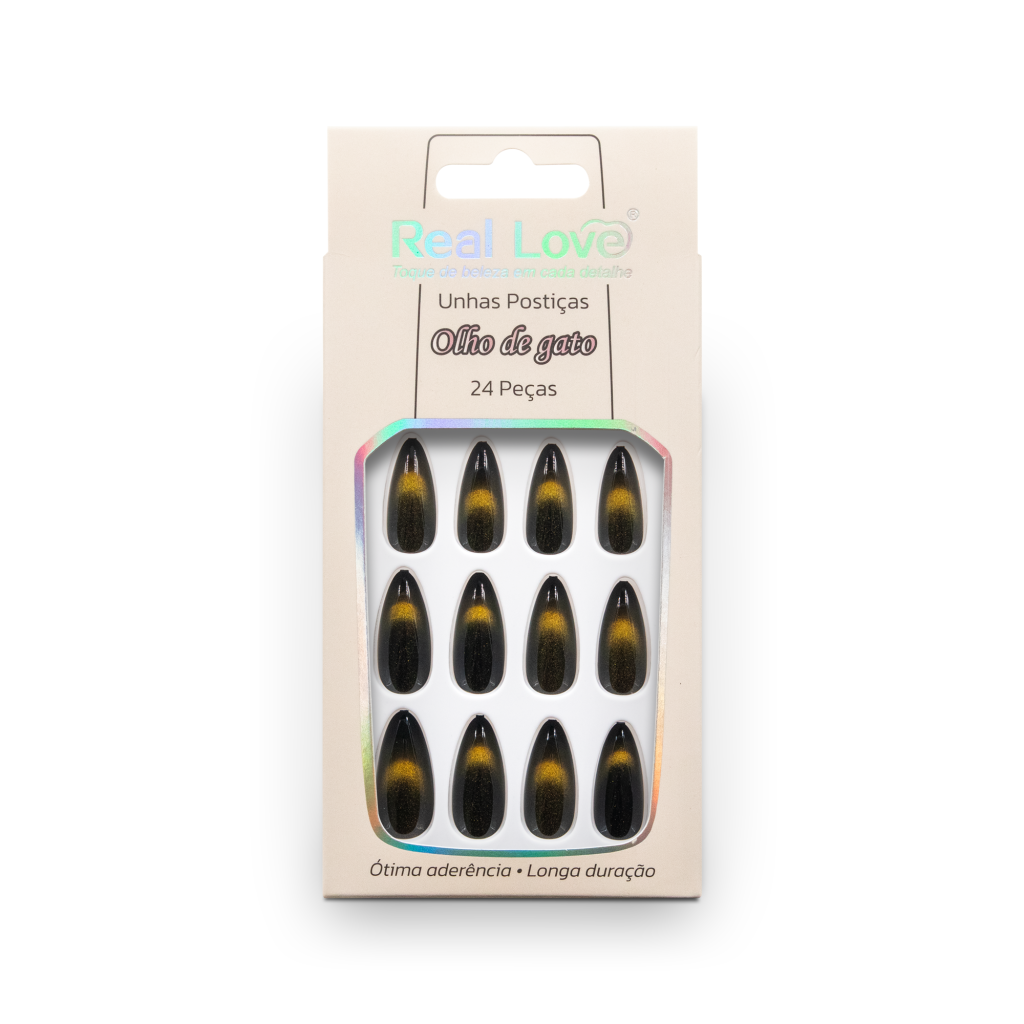 XUN528 - MY23-E25- Unha Postiça Amendoada Olho de Gato