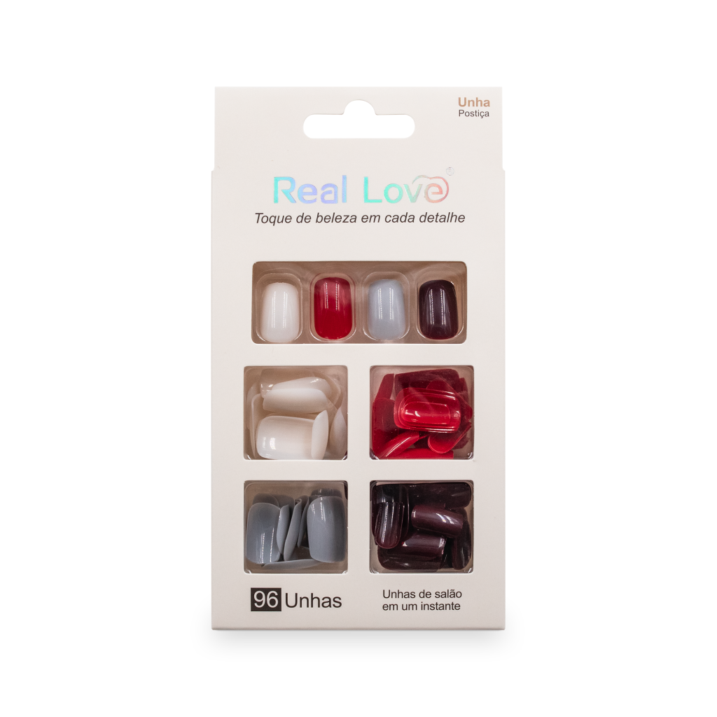 XUN041 - HK012 - Unha Postiça 4 Cores 