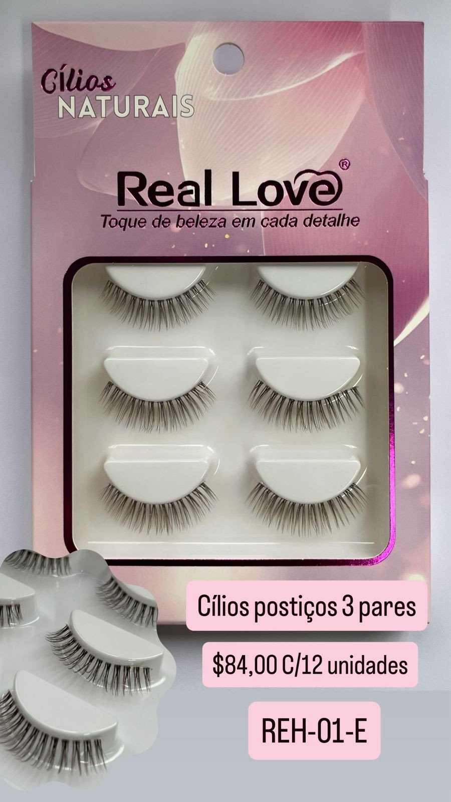 REH-01-E - Cílios Postiço 3 Pares 