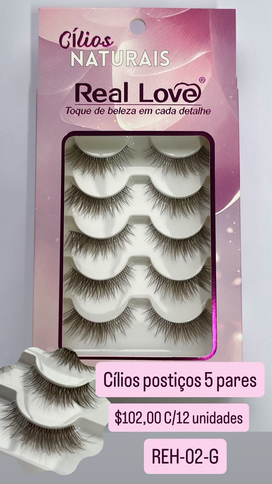 REH-02-G - Cílios Postiço 5 Pares 
