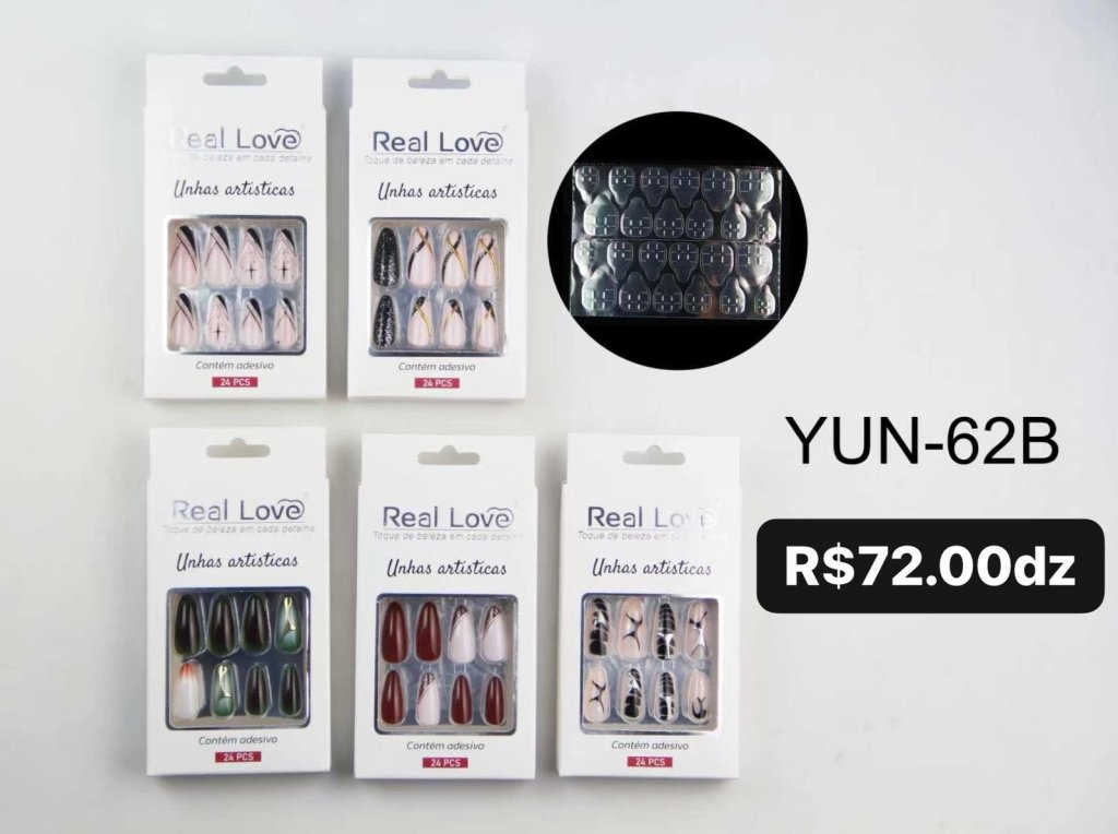 YUN-62B - Unha Postiça Amendoada Decoradora 