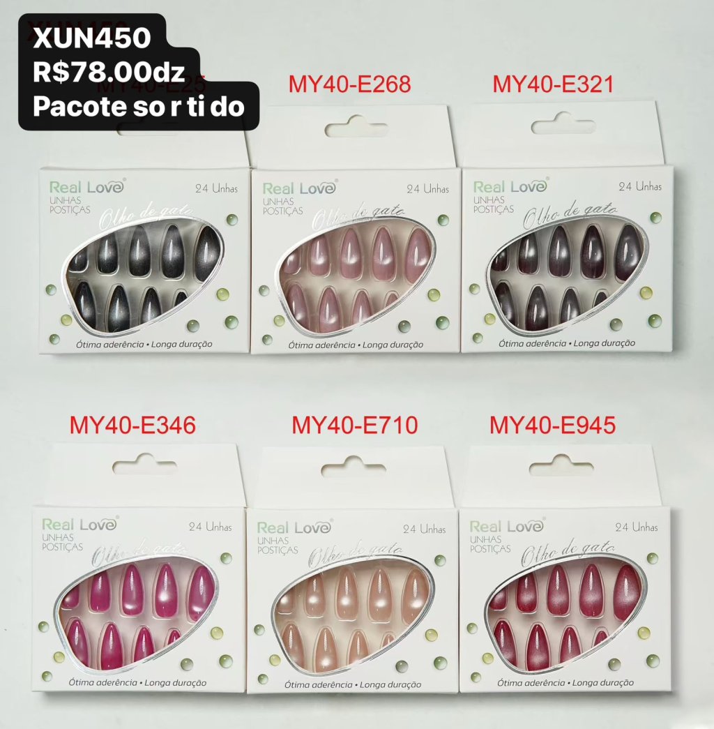XUN450- Unha postiça olho de gato amendoada