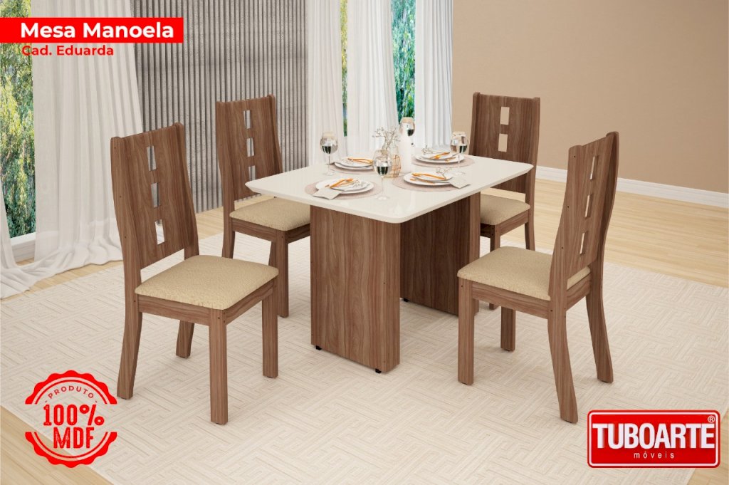 SALA MANOELA 1,20 COM 4 CADEIRAS 