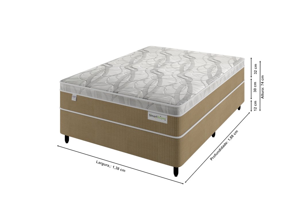 CAMA BOX PLUMATEX SMARTSUPER BEGE 138 X 188 x 32