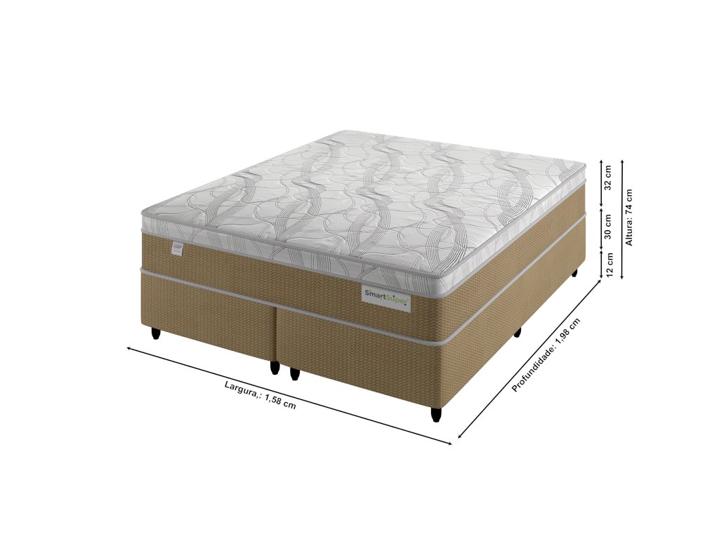 CAMA BOX SMART SUPER QUEEN BEGE 158 X 188 x 32