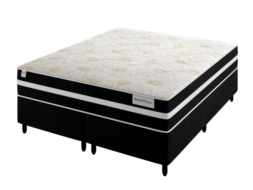 CAMA BOX PLUMATEX SMART MILANO BLACK 158 x 188 x 25 