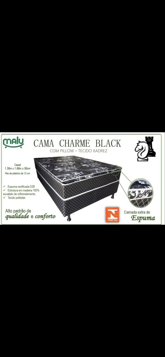 CAMA BOX CHARM SOLTEIRO BLACK