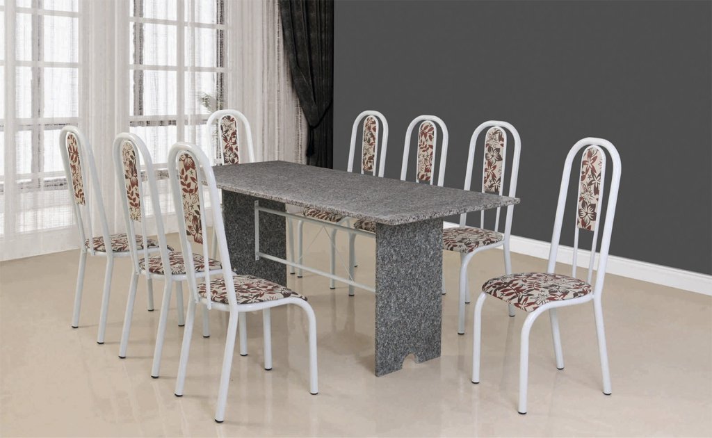 MESA MADRI 8CADEIRA BASE GRANITO