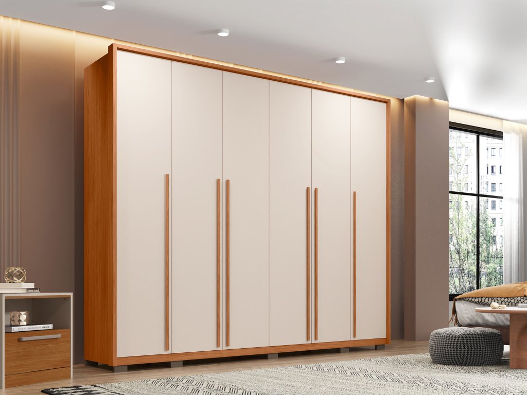 GUARDA ROUPA 6P 6G MILANUS 2.7 FREIJO/OFF