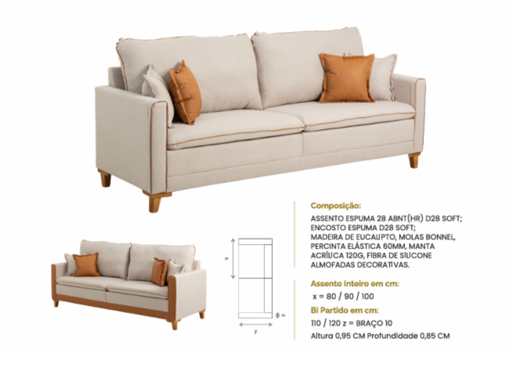 SOFA LIVING PEROLA 2 MOD 2,40 LINHO 