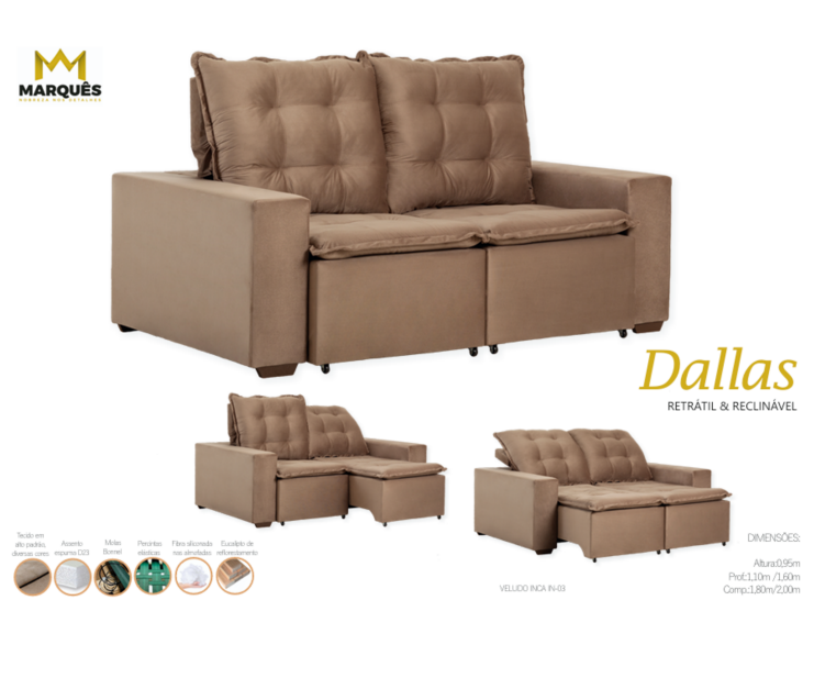 SOFA RETRATIL E RECLIN.DALLAS 2,00 