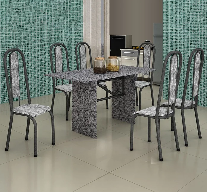 MESA 6 CADEIRAS 140X75 FERNANDA GRANITO 