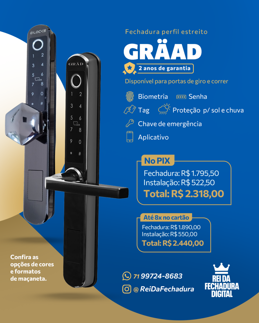 GRAAD FECHADURA PARA PERFIL E ESQUADRIA ESTREITO