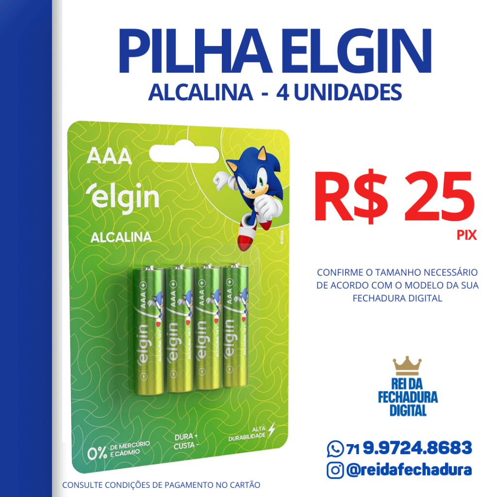 PILHA ELGIN - 4 UNIDADES