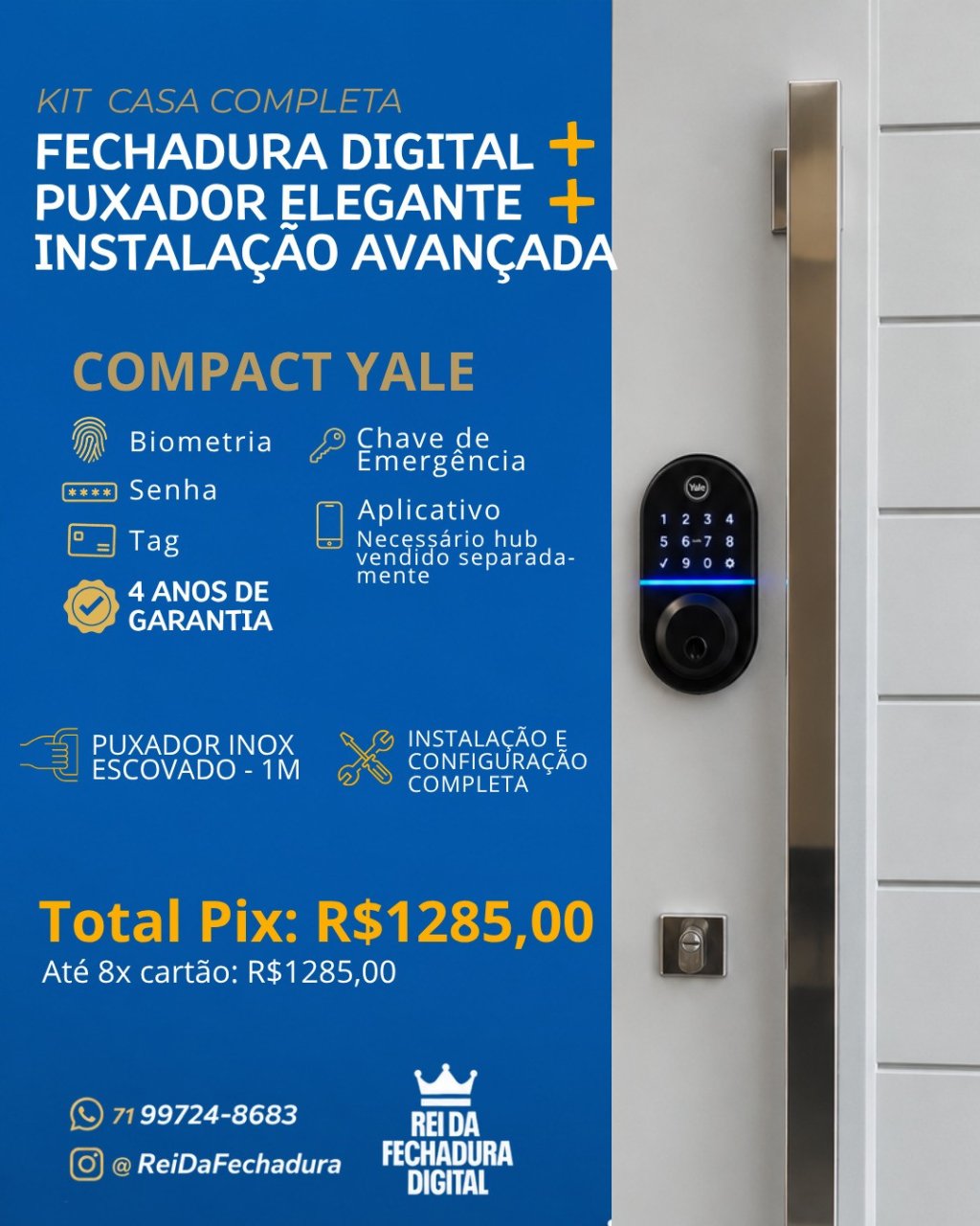 YALE COMPACT ROLETE + PUXADOR SILVANA ESC 1M