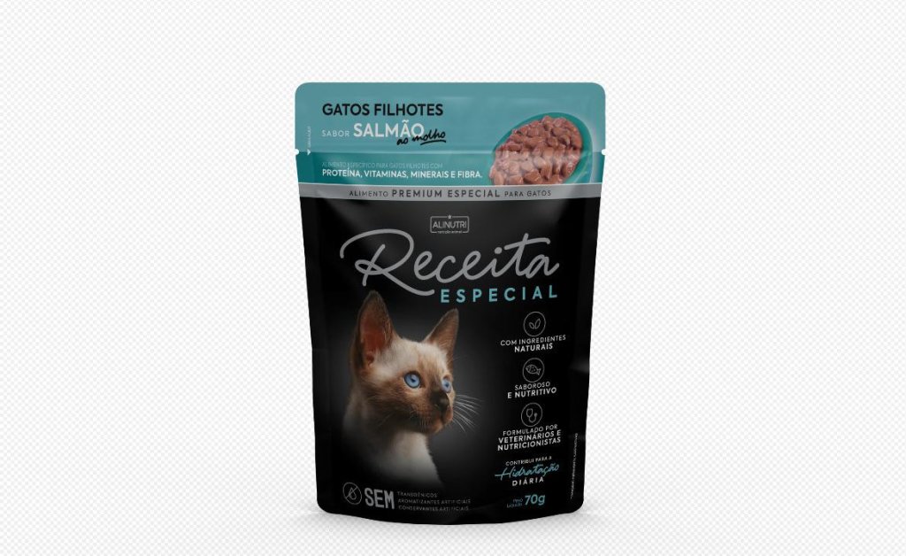 SACHE UMIDO RECEITA ESPECIAL PE GATO FILHOTE SALMAO