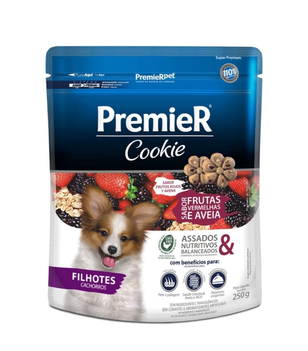 PREMIER COOKIE CAES FILHOTE FRUT VERM 250G