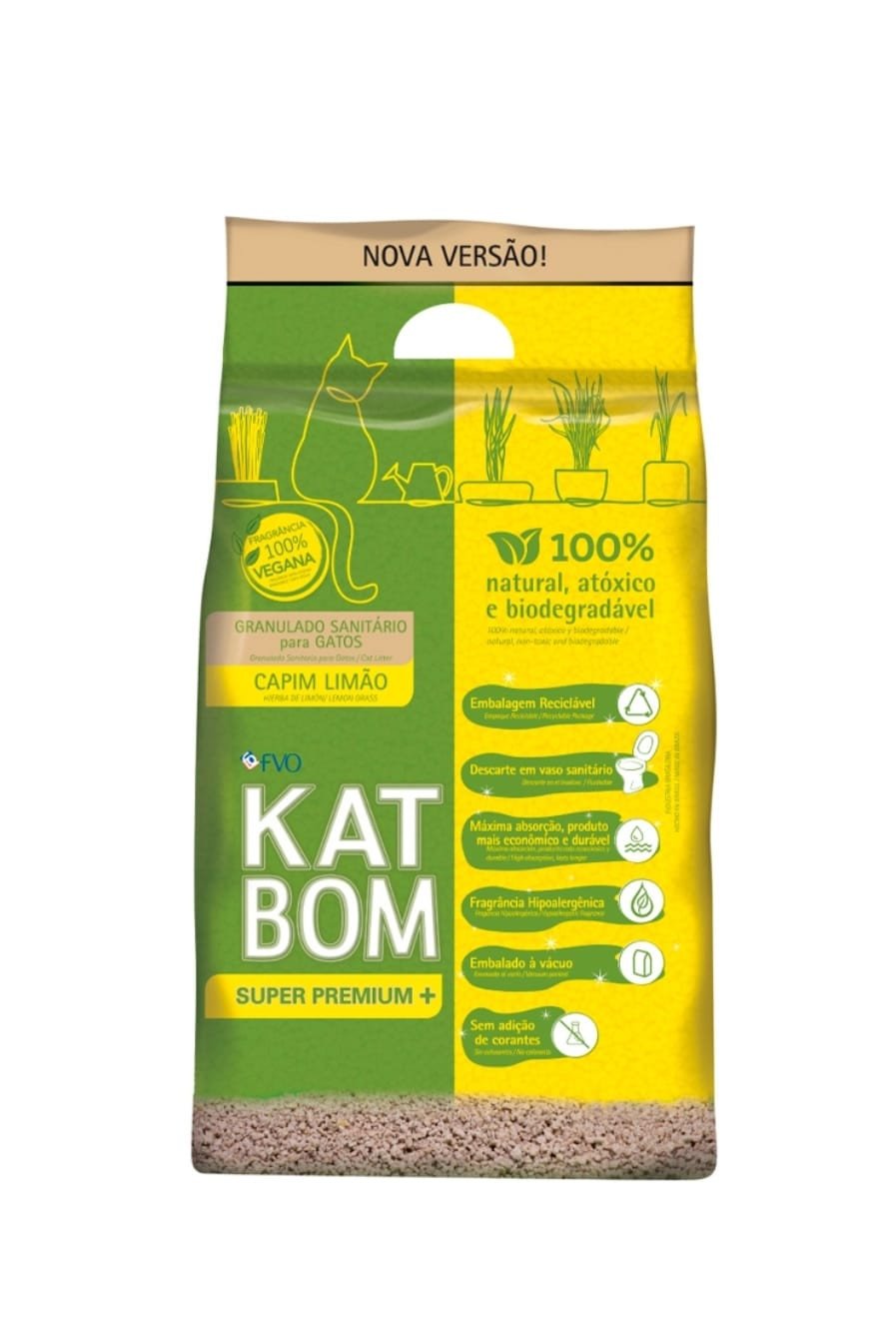 KATBOM 3KG CAPIM LIMÃO - GRANULADO SANITÁRIO 100% NATURAL E BIODEGRADAVEL 