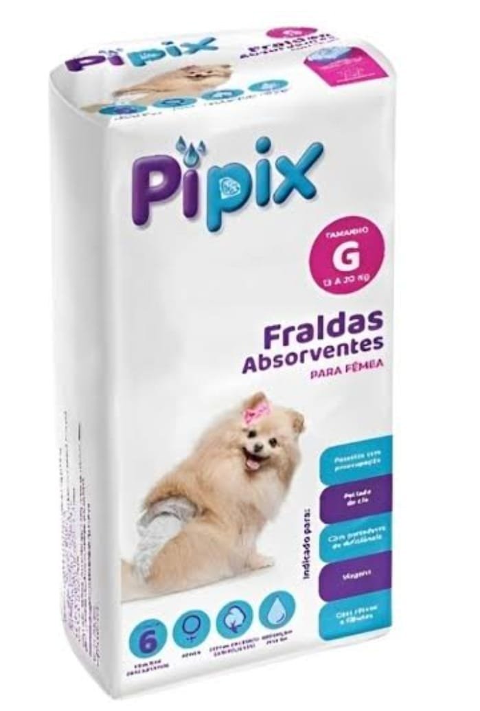 FRALDAS ABSORVENTES FÊMEAS COM 6 UNIDADES