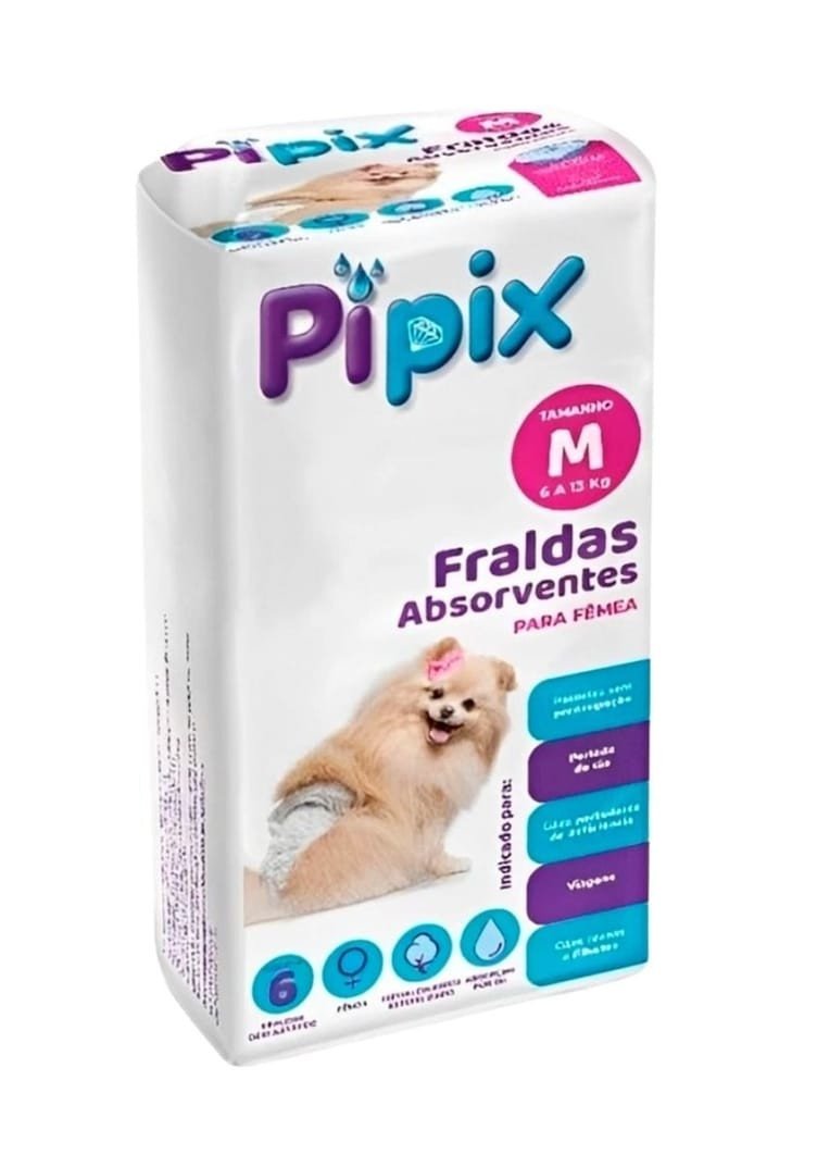 FRALDAS ABSORVENTES FÊMEAS COM 6 UNIDADES
