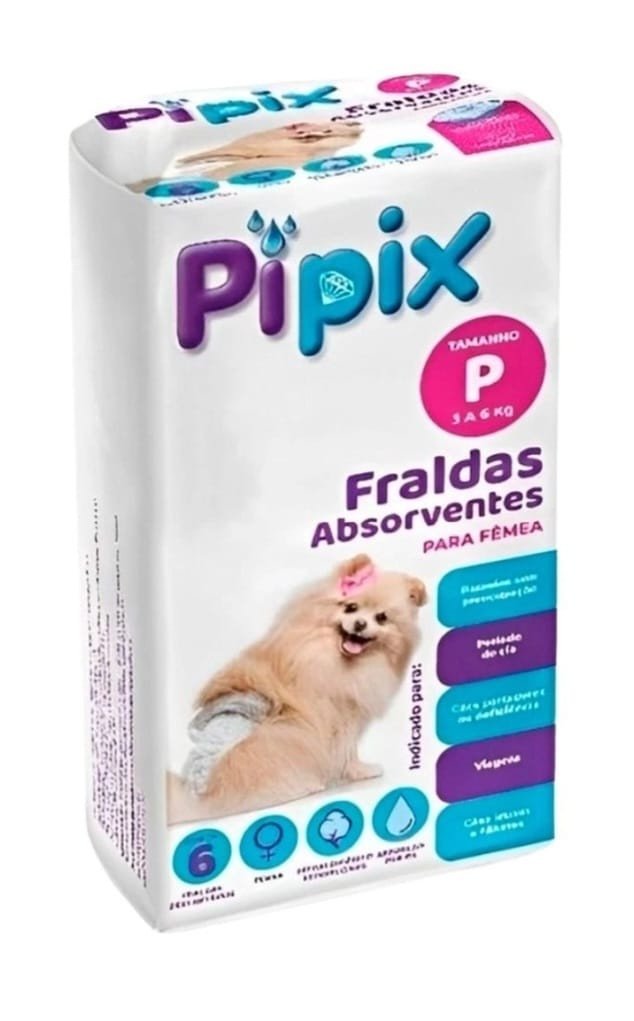 FRALDAS ABSORVENTES FÊMEAS COM 6 UNIDADES