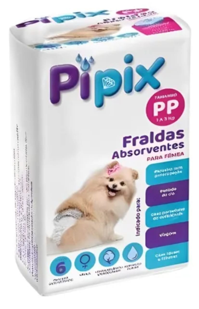 FRALDAS ABSORVENTES FÊMEAS COM 6 UNIDADES