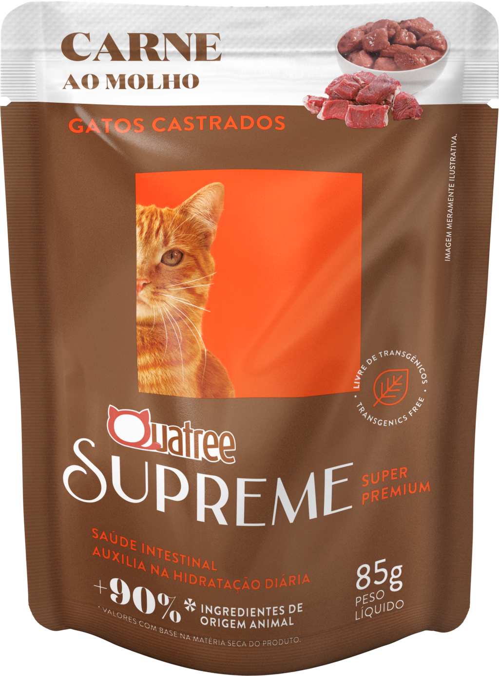 SACHE GATO QUATREE SUPREME CARNE 85G