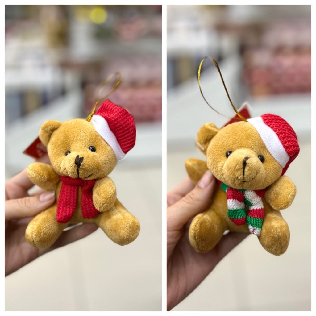 Enfeite pendente Natal Ursinho pelúcia 