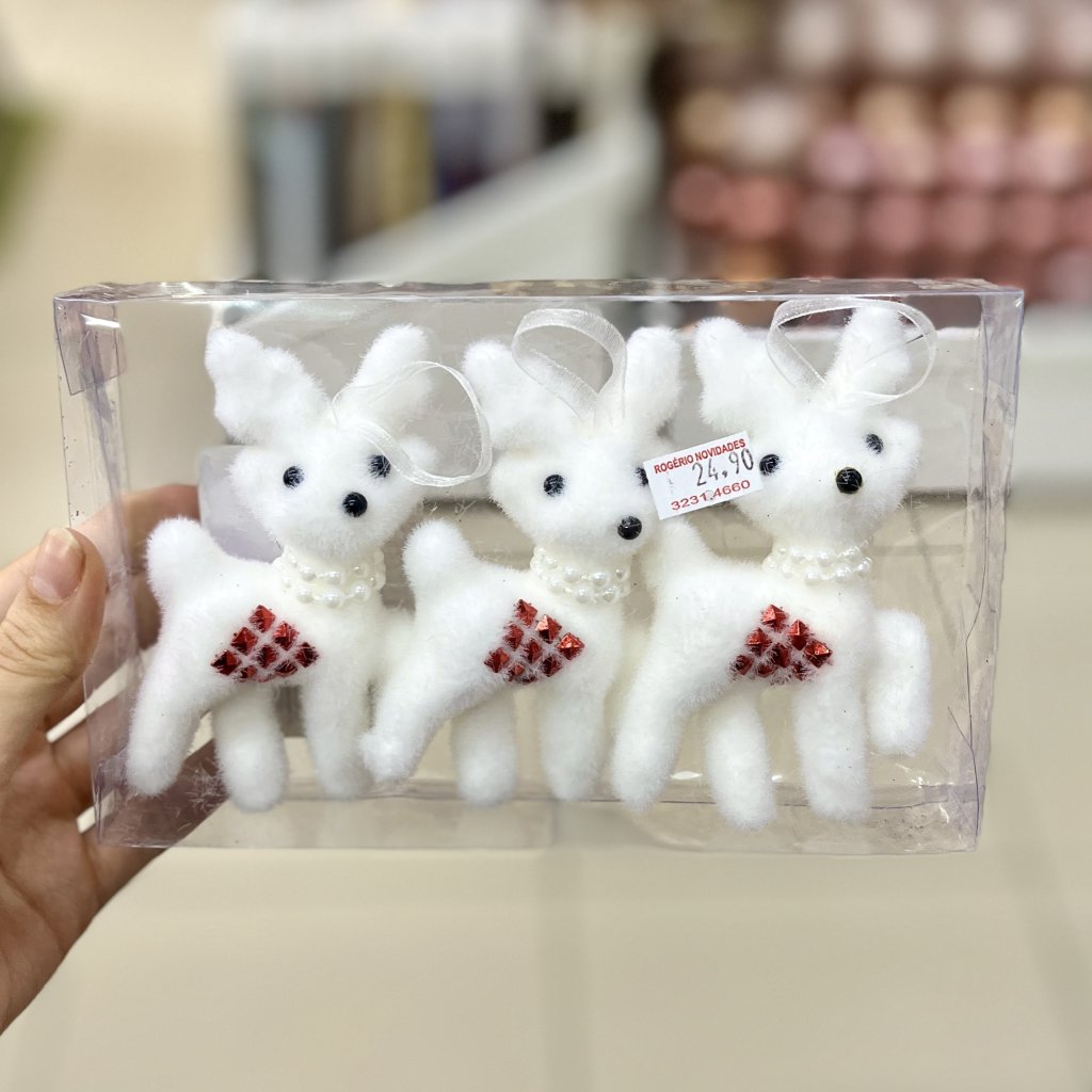 Enfeite trio renas para árvore de Natal 