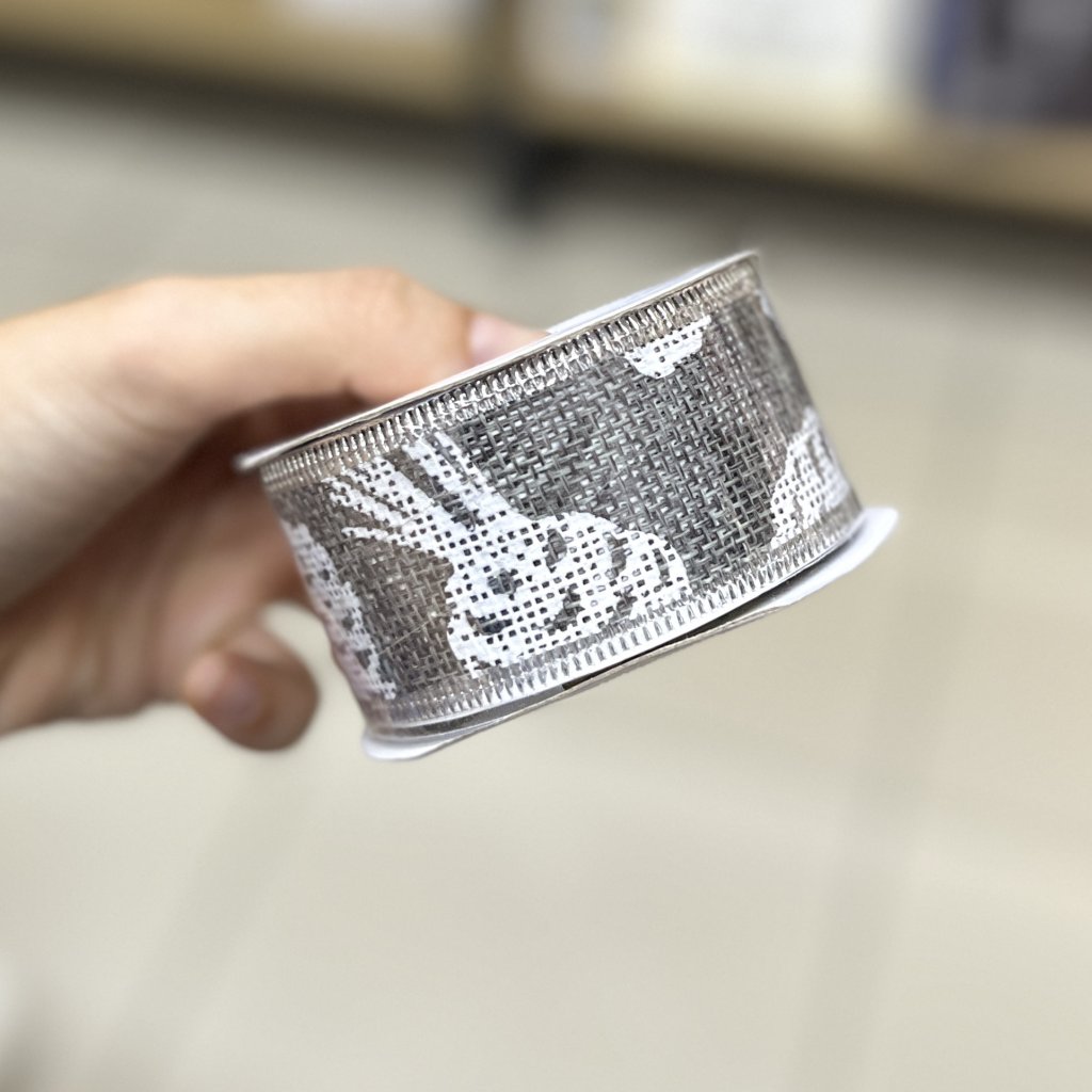 Fita Natalina aramada cinza 3,8cm X 3 metros 