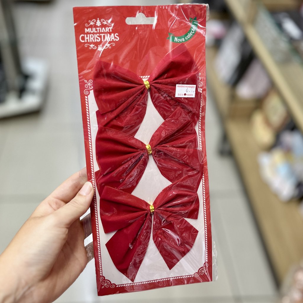 Cartela 3 laços veludo vermelho 
