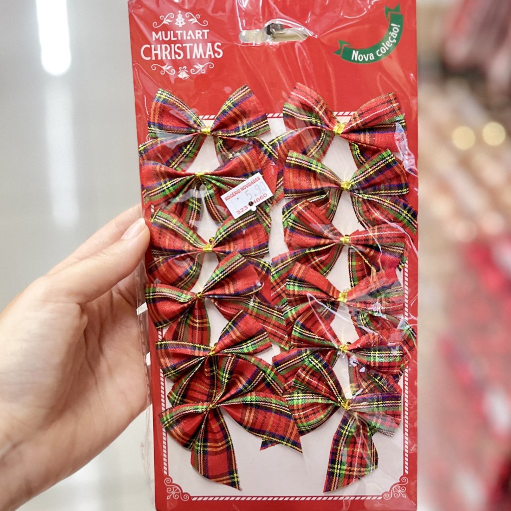 Cartela com 12 mini laços xadrez 