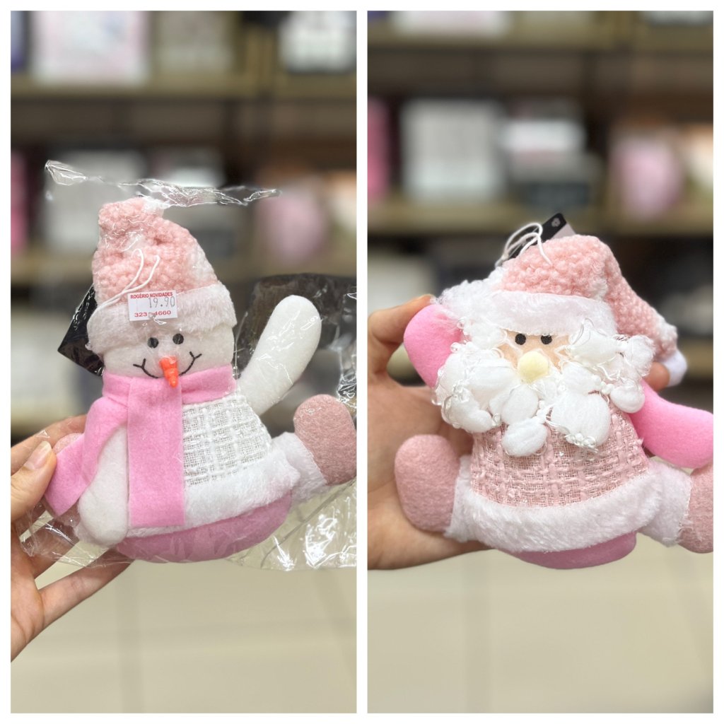 Enfeite pendente natalino Rosa 