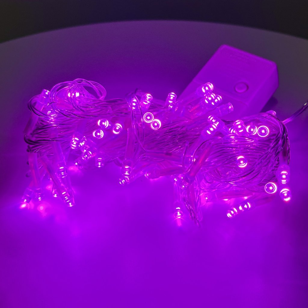 Pisca 100 leds - Rosa - fio transparente- 8 funções 
