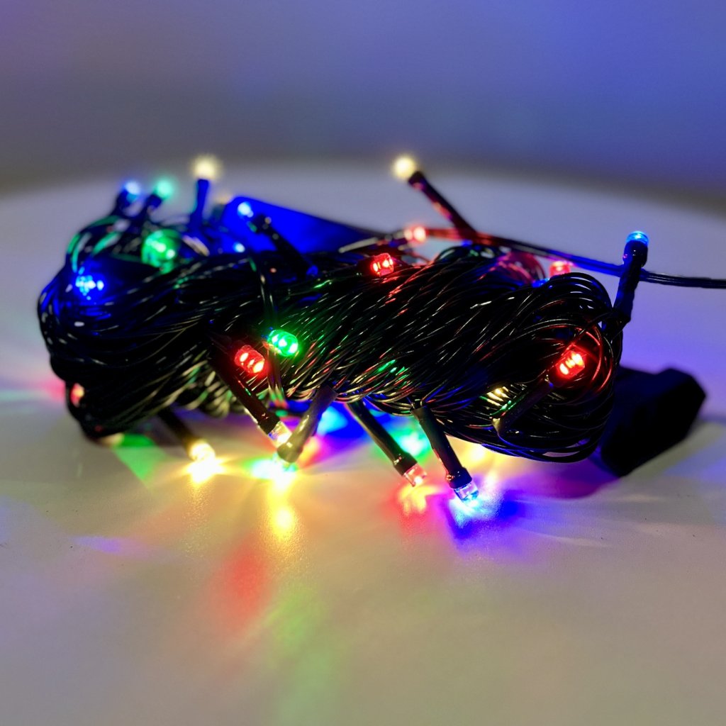 Pisca 40 leds - Colorido - 8 funções com tomada macho e fêmea 