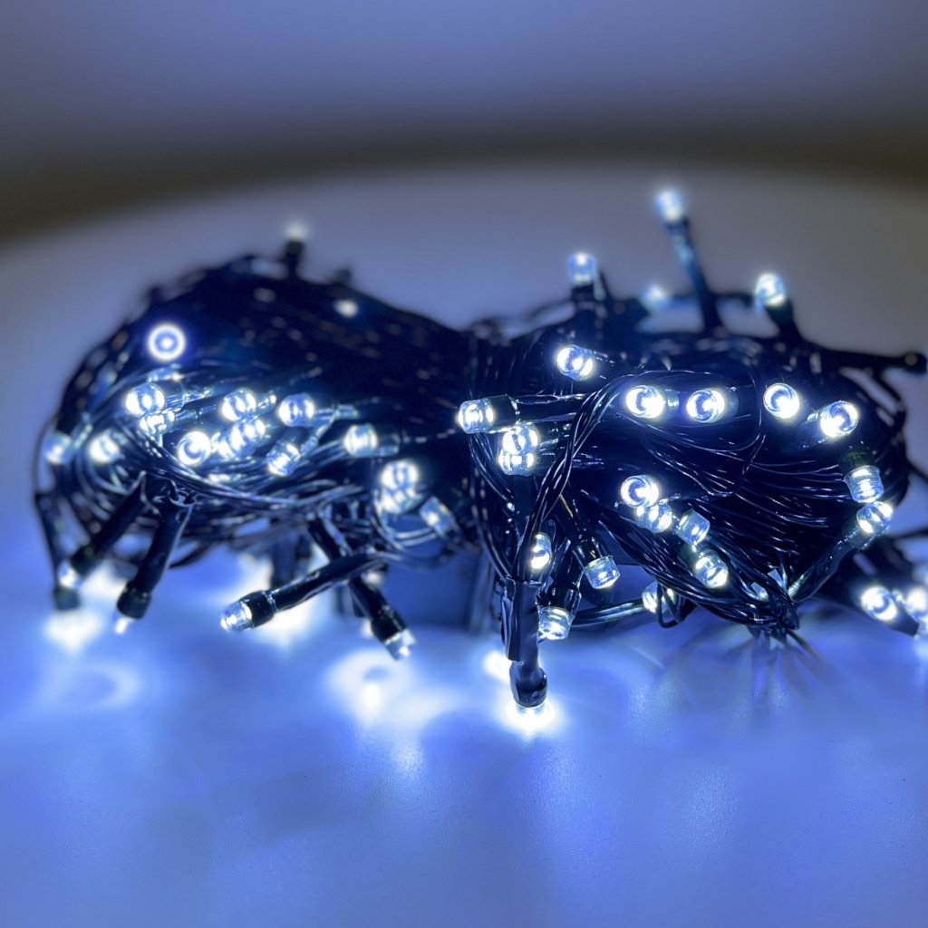 Pisca 100 leds Branco frio -fio verde - 8 funções 