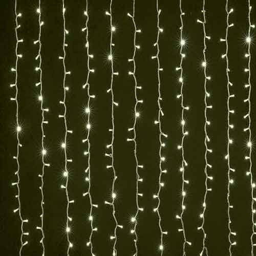 Cortina de LED branco quente 