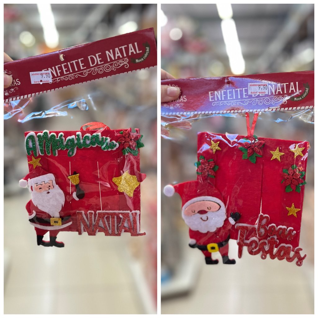 Enfeite Natal porta foto quadrado 