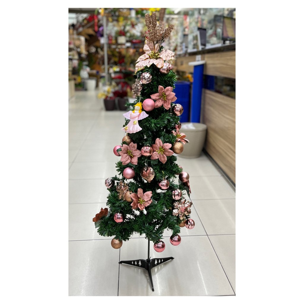 Árvore verde slim decorada 1,20m 