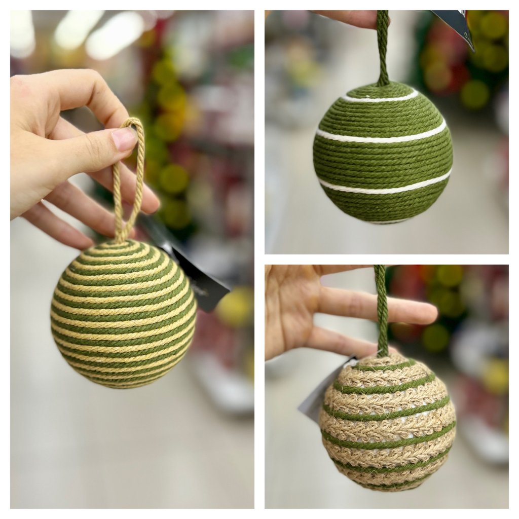 Bola de Natal verde com juta 8cm