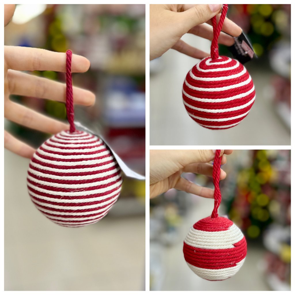 Bola de Natal vermelha e branca 8cm