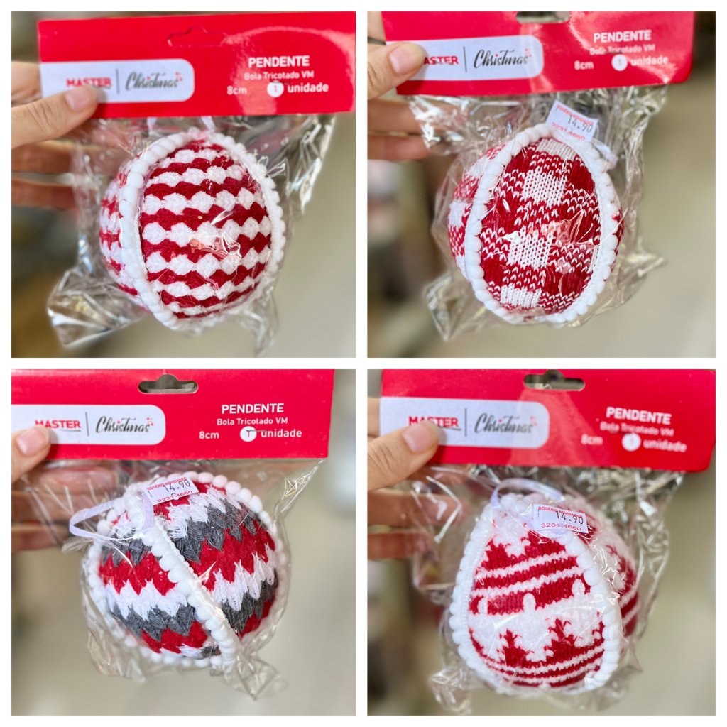 Bola de Natal Tricotada 8cm 
