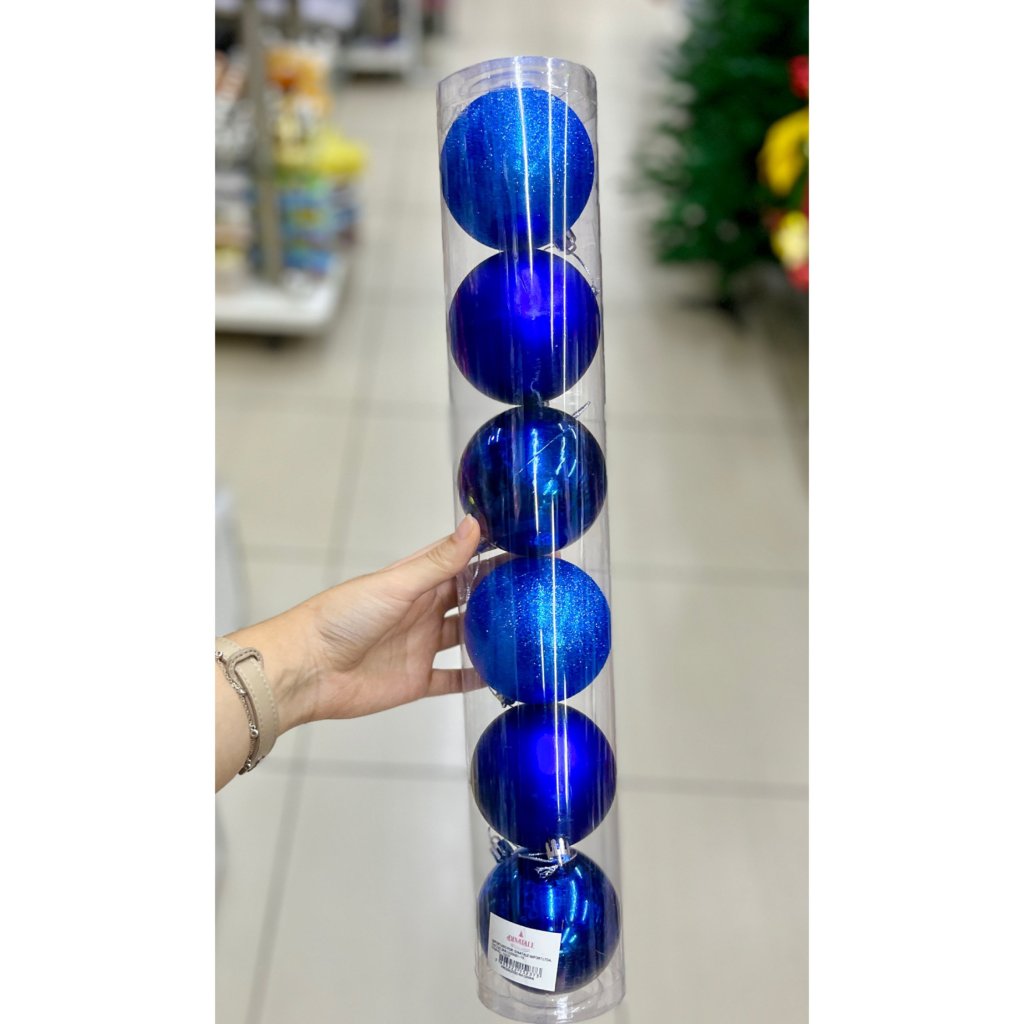 Conjunto 6 bolas de Natal Azuis 8cm 