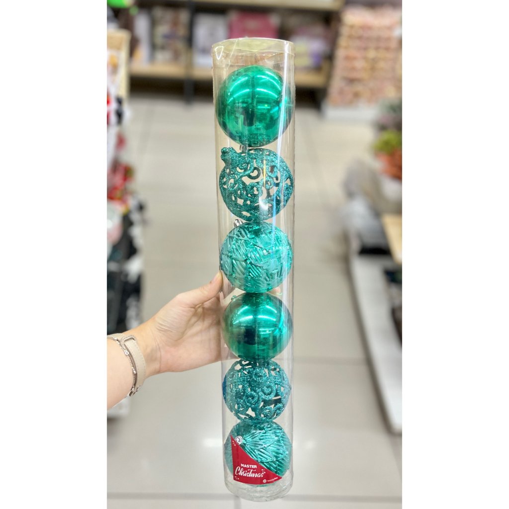 Conjunto 6 bolas verdes 8cm 