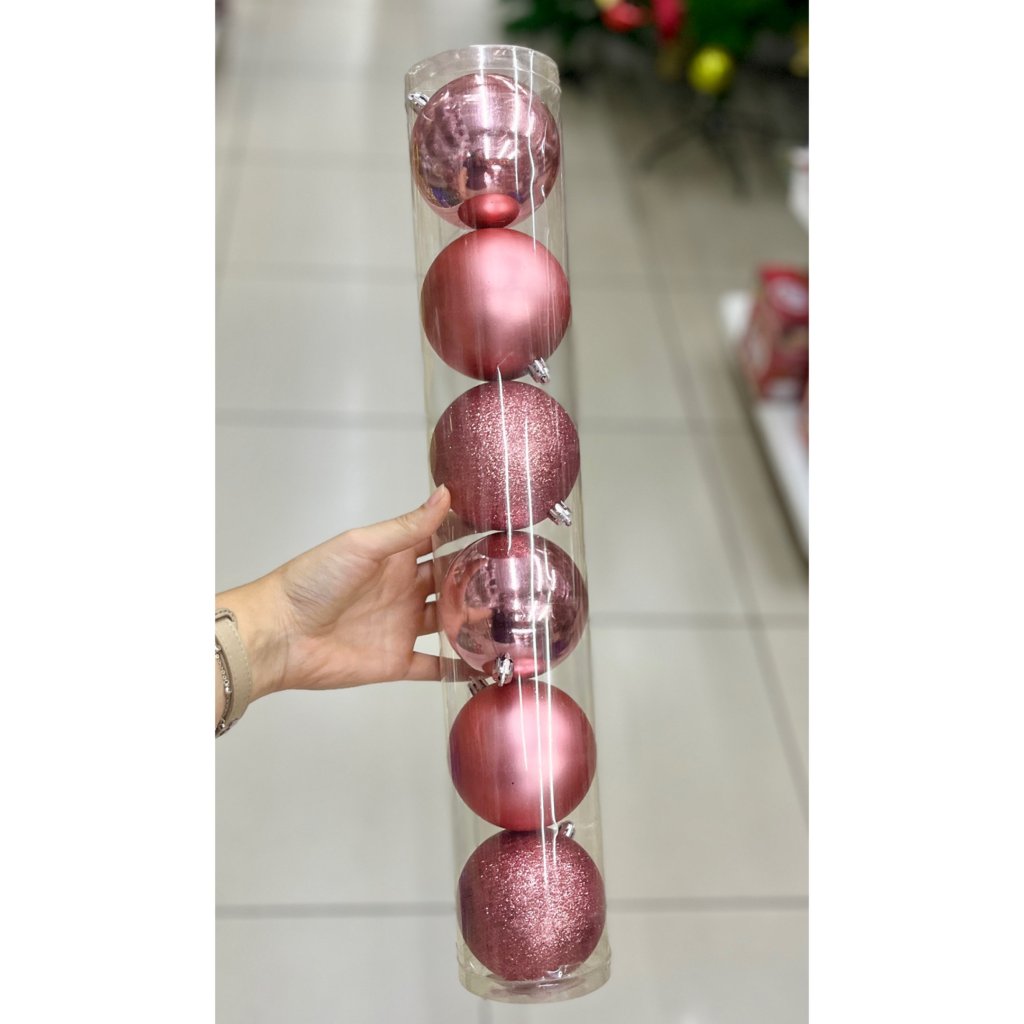 Conjunto 6 bolas de Natal Rose gold 8cm 