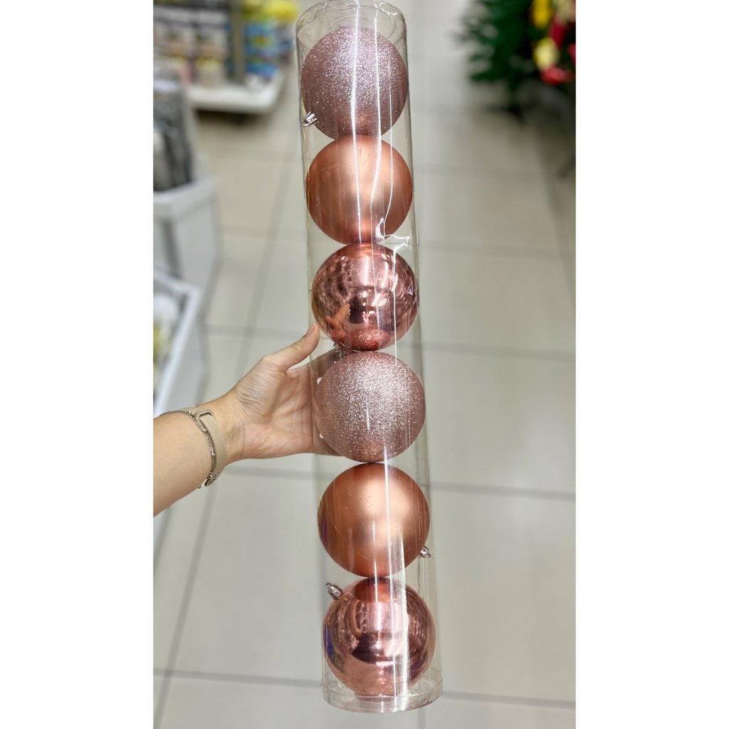 Conjunto 6 bolas de Natal - Rose gold - 10CM 