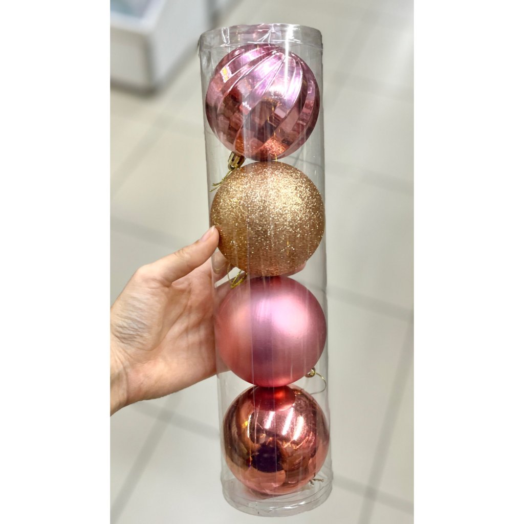 Conjunto 4 bolas de Natal - Rose gold - 8cm 