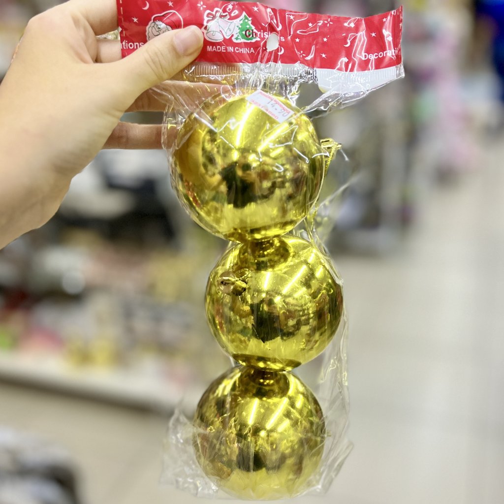Conjunto 3 bolas de Natal - Douradas - 8cm 